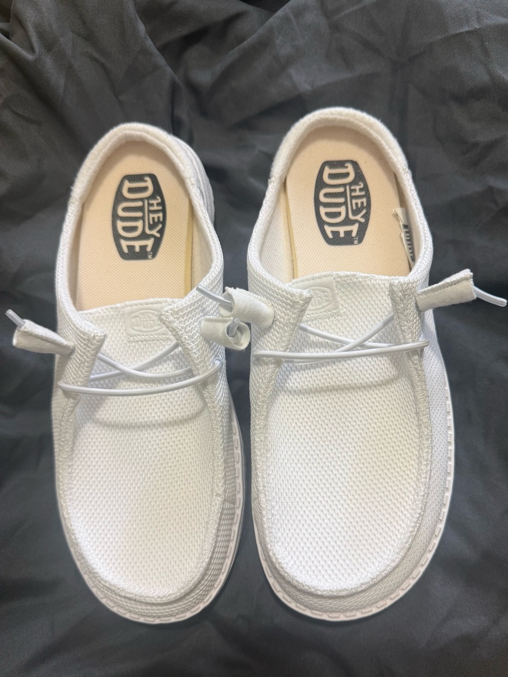 Hey Dude White Knit Slip-On Mules